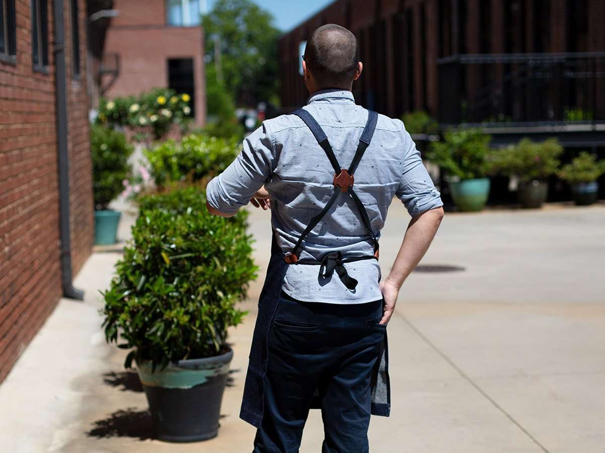 Custom Apron with Leather Straps and Pocket - Image 5