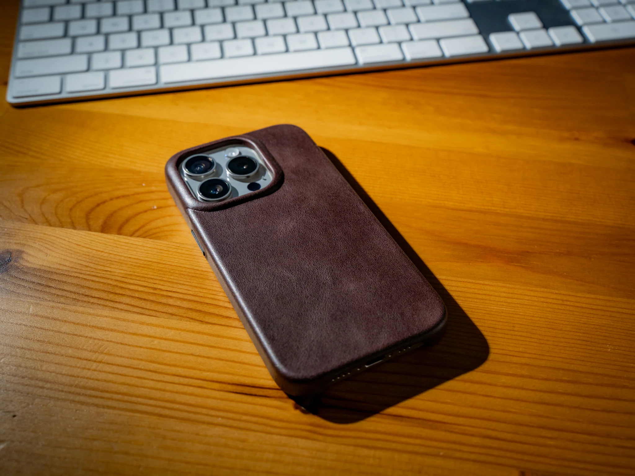 iPhone 16 Leather Case - Dark Brown - Image 3