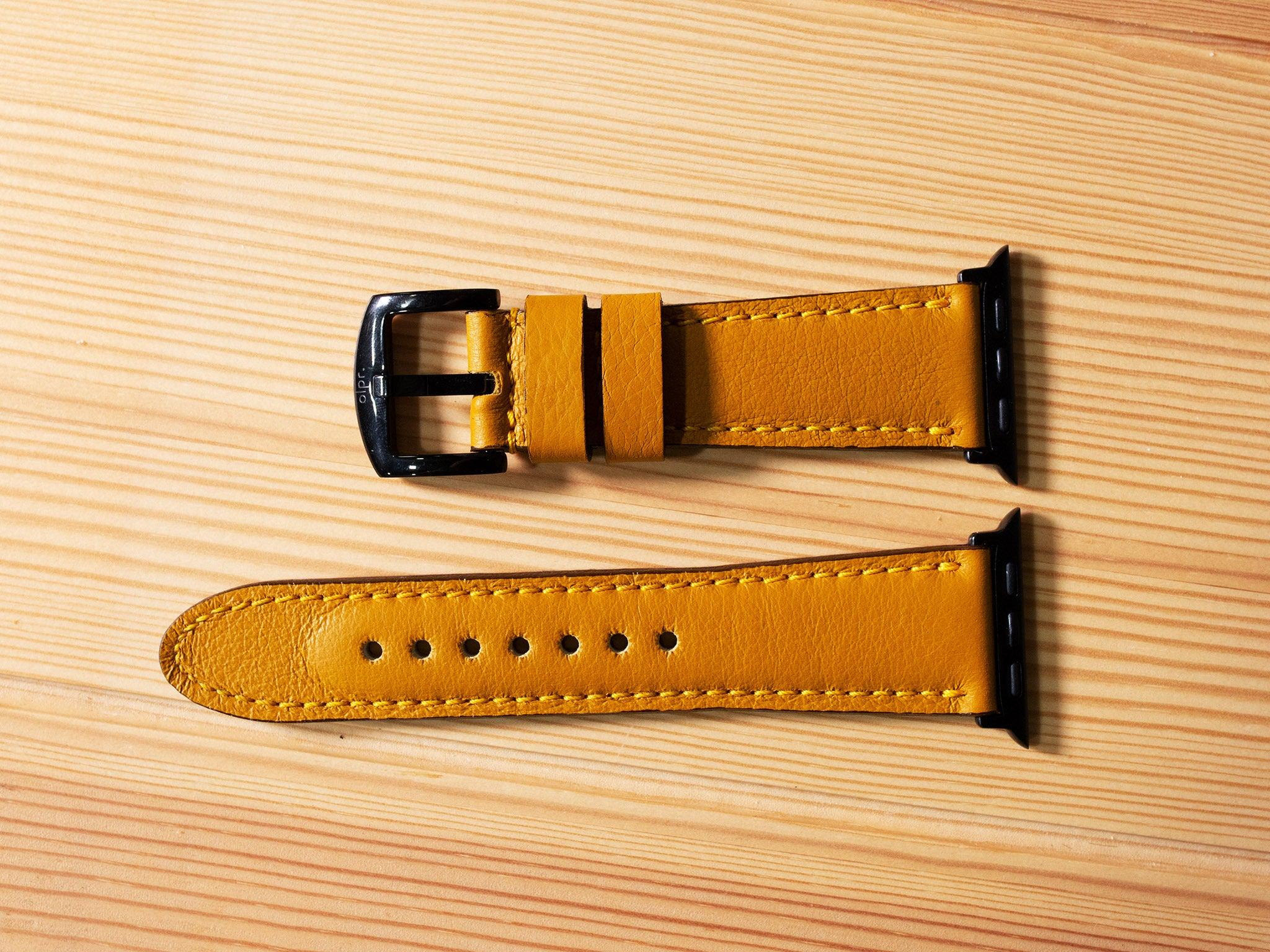 Italian Leather Apple Watch Band - Mustard