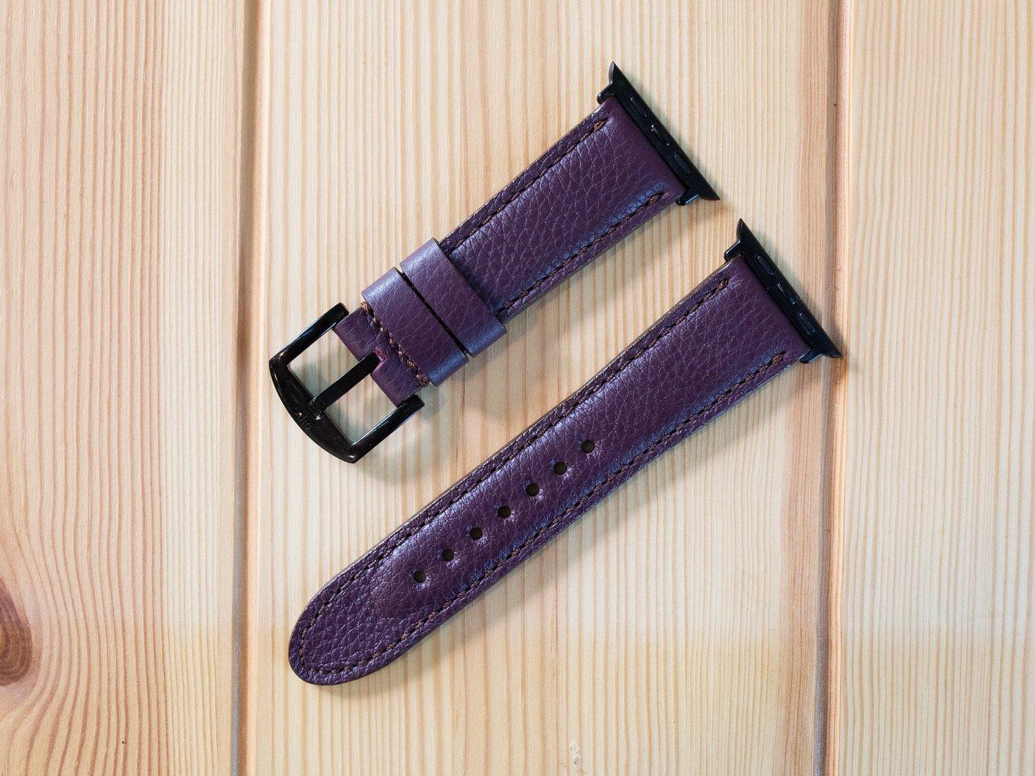 Italian Leather Apple Watch Band - Plum
