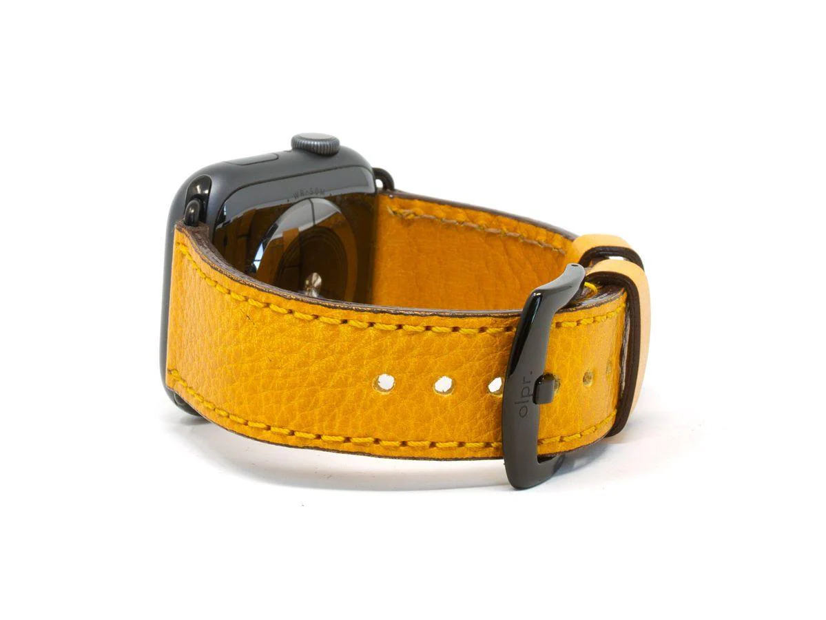 Italian Leather Apple Watch Band - Yellow