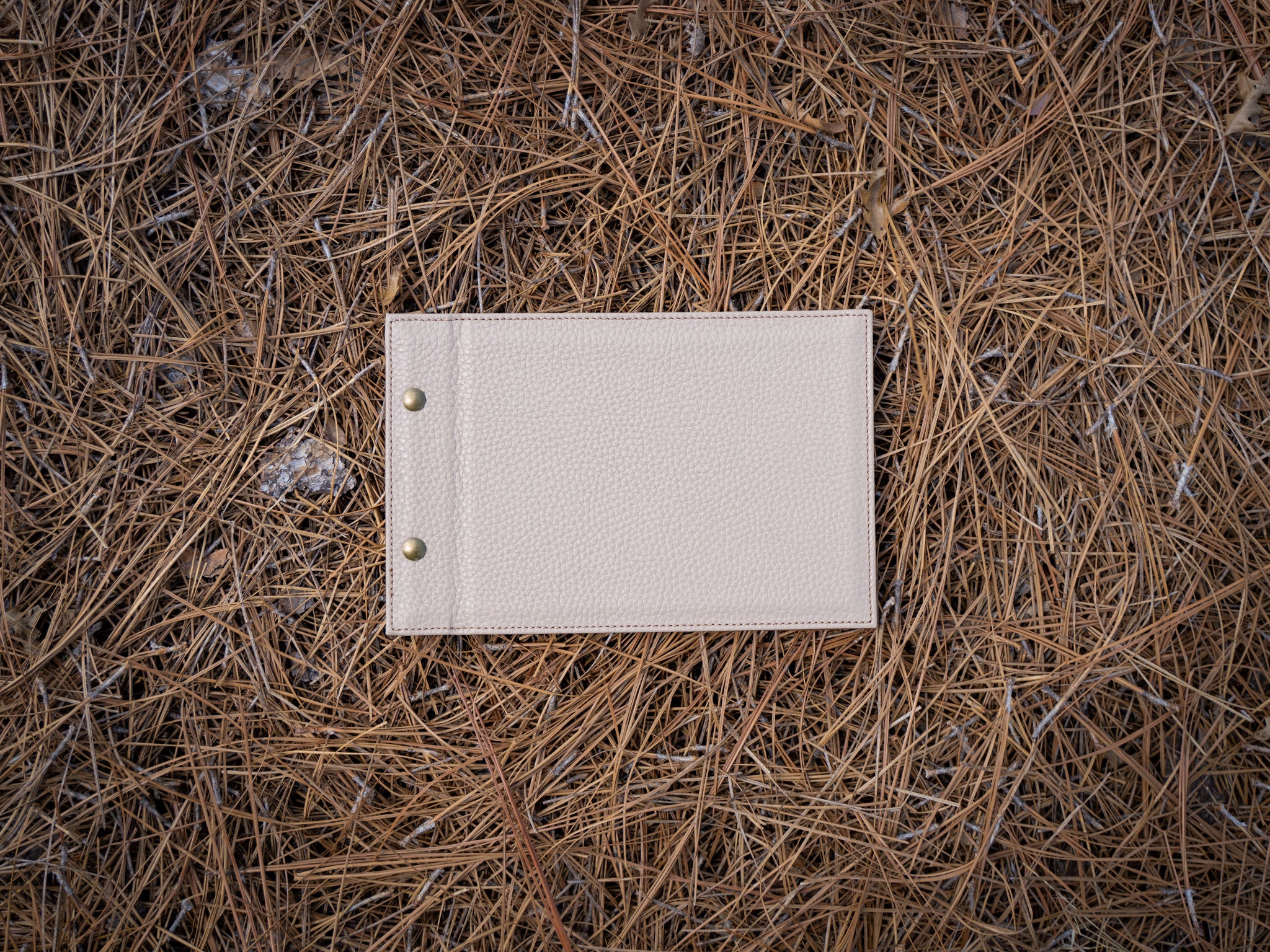 Italian Leather Menu with Chicago Screws Horizontal - Taupe - Image 5