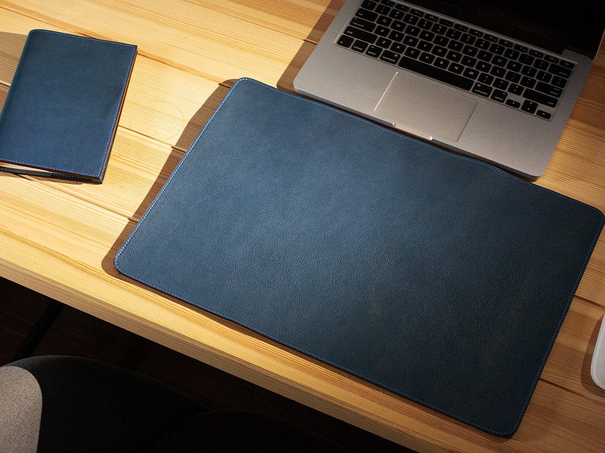 Italian Leather Table Mat - Blue