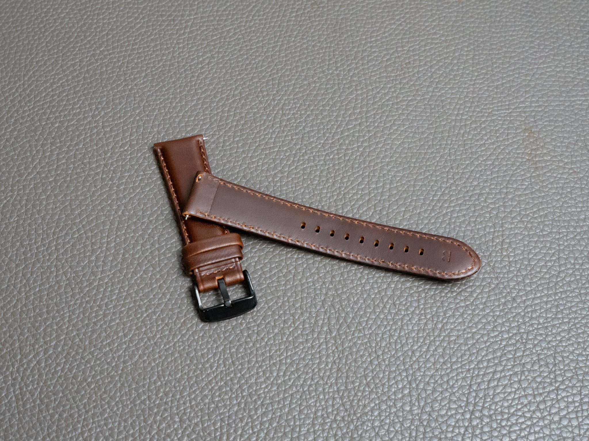 Italian Rustic Leather Watch Band - Chestnut - Image 2