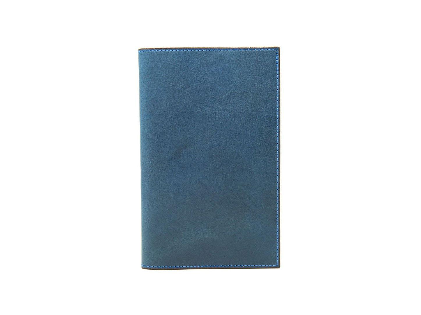 Large Italian Leather Refillable Notebook - Blue
