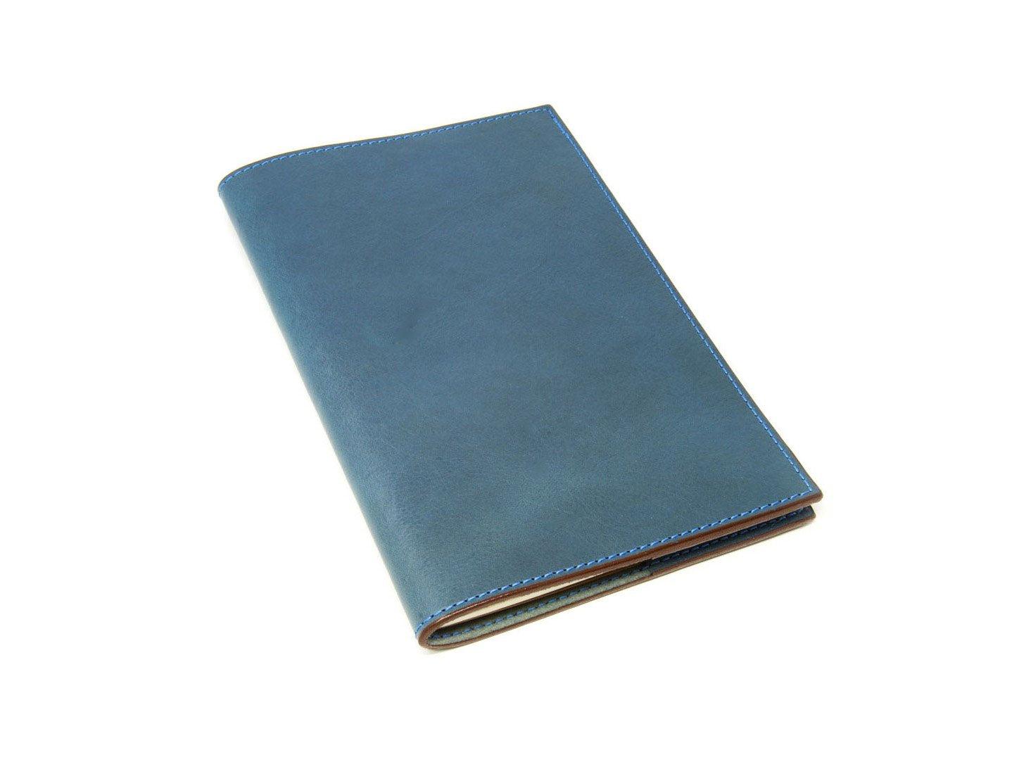 Large Italian Leather Refillable Notebook - Blue - Image 2