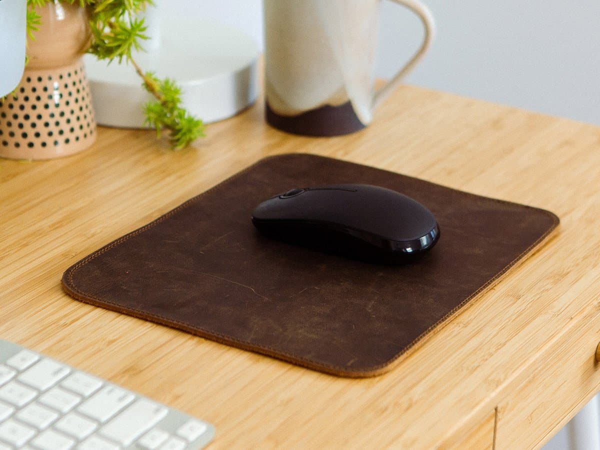 Crazy Horse Leather Mouse Pad - Dark Chocolate