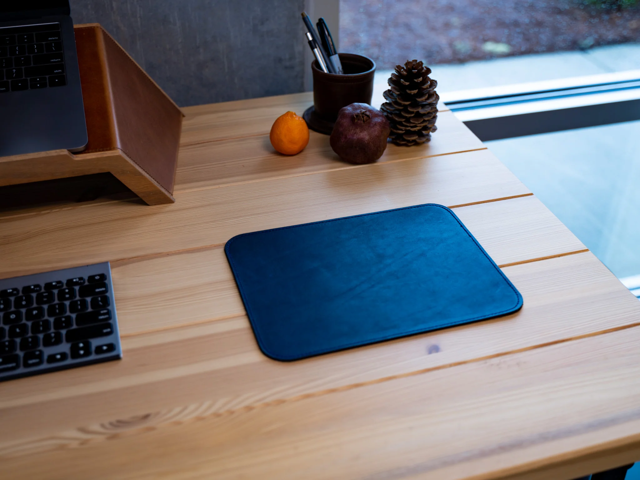 Leather Mouse Pad - Navy