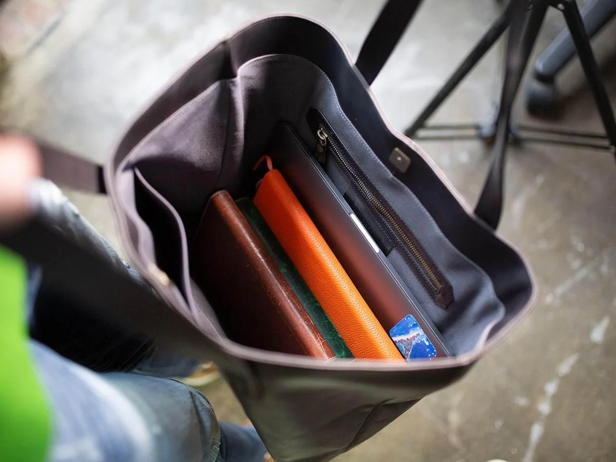 Leather Tote Bag Jess - Black - Image 3