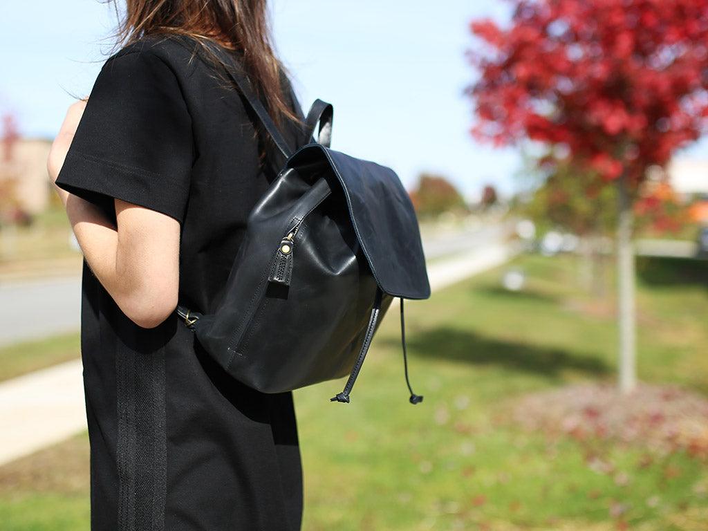 Leather Vinka Backpack - Black