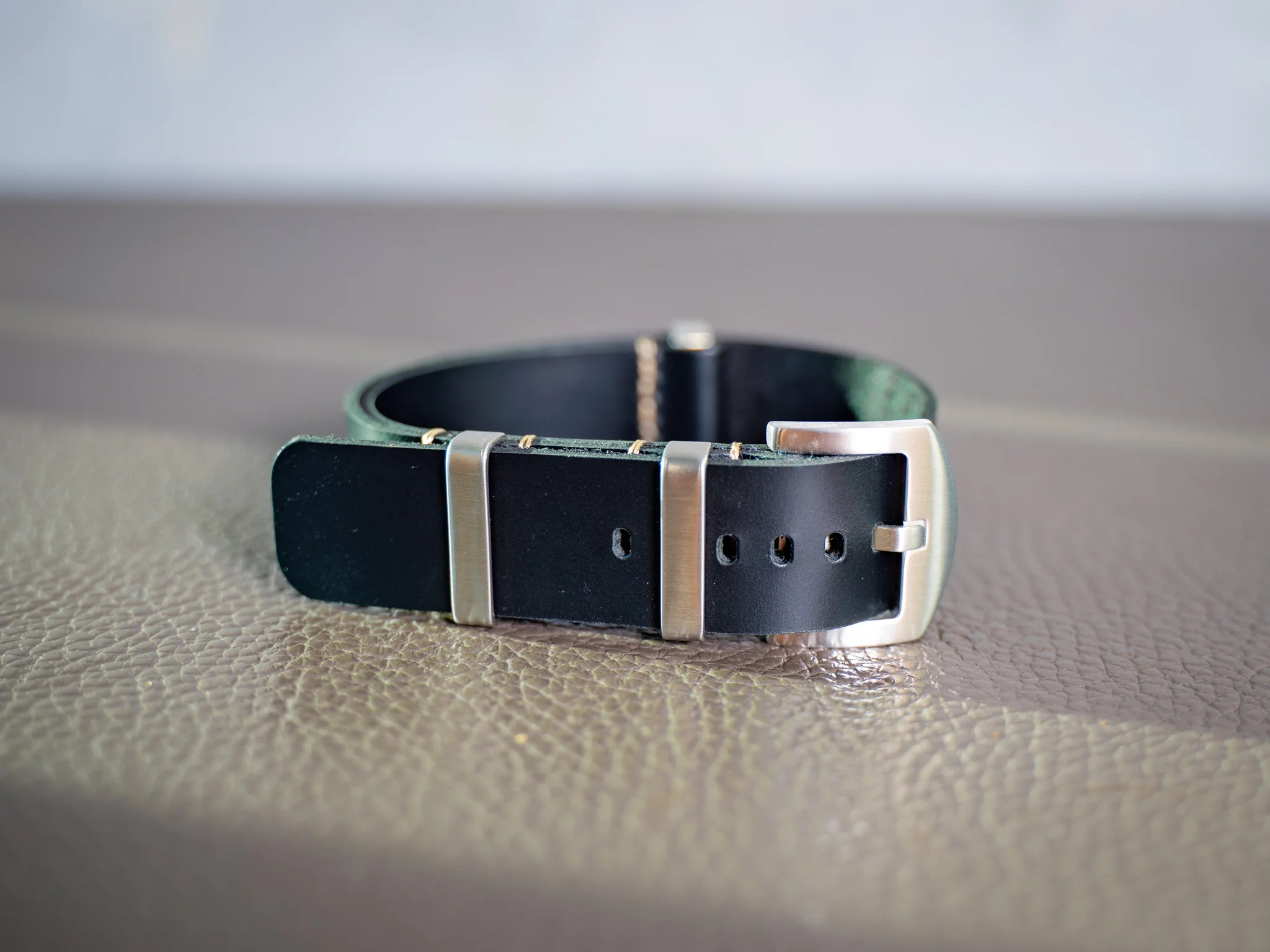 Leather Watch Band 1 piece - Black