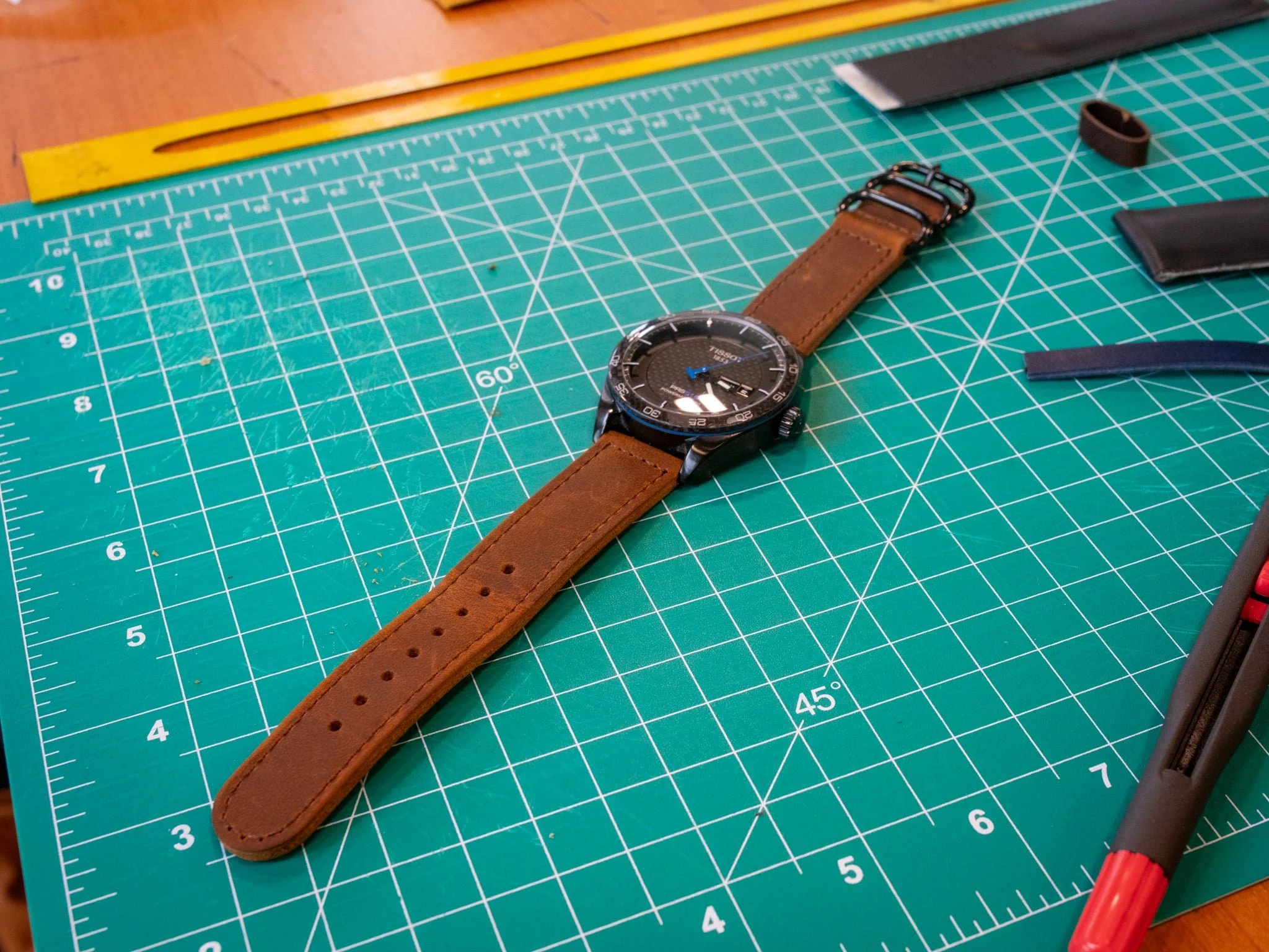 Leather Watch Band 2 piece - Brown