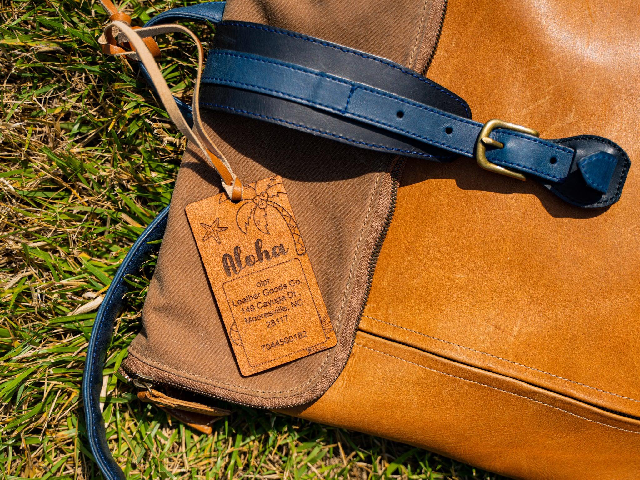 Milwaukee Leather Luggage Tag Aloha - Natural