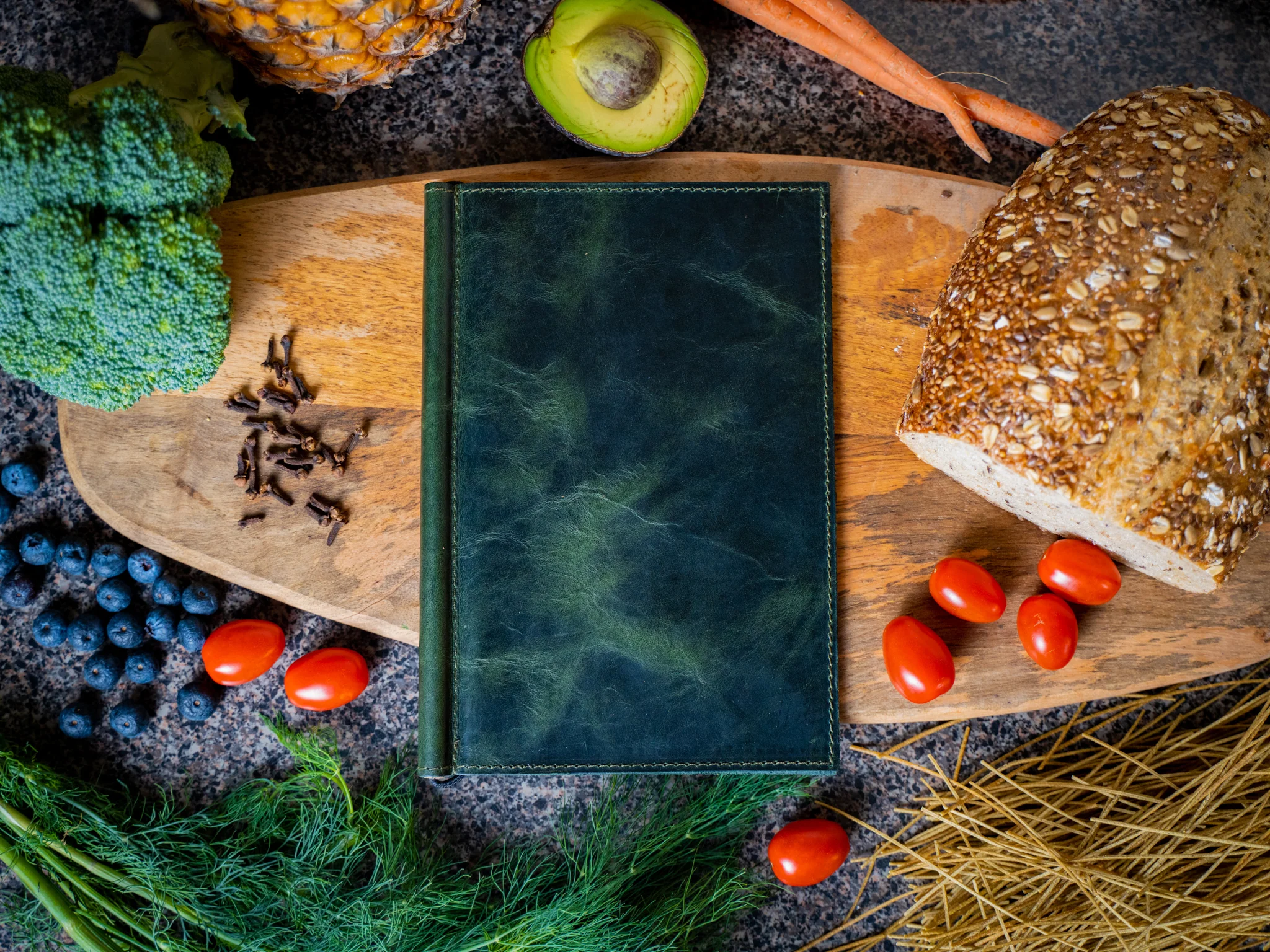 Leather Softcover Menu Holder - Moss Green