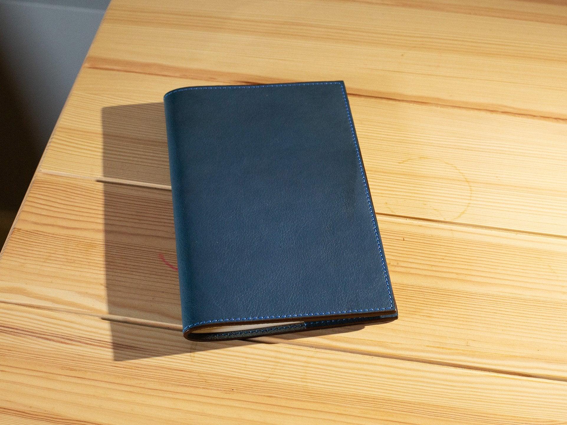 Pocket Italian Leather Lined Notebook - Blue - Image 3