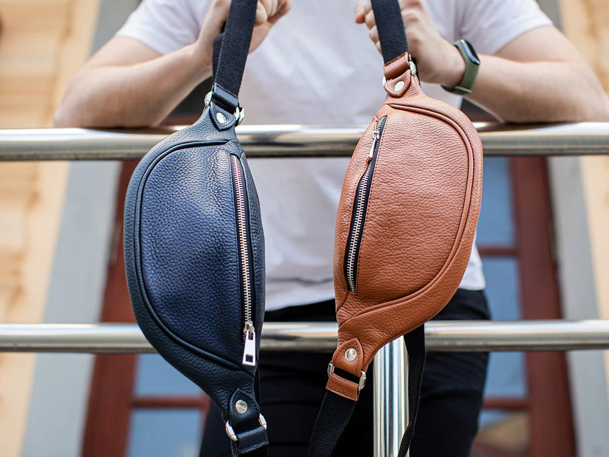 Soft Leather Belt Bag - Navy - Image 5