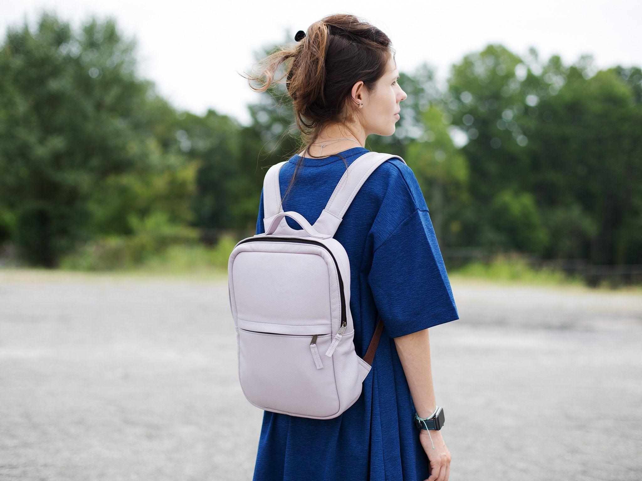 Soft Leather Square Backpack - Pink