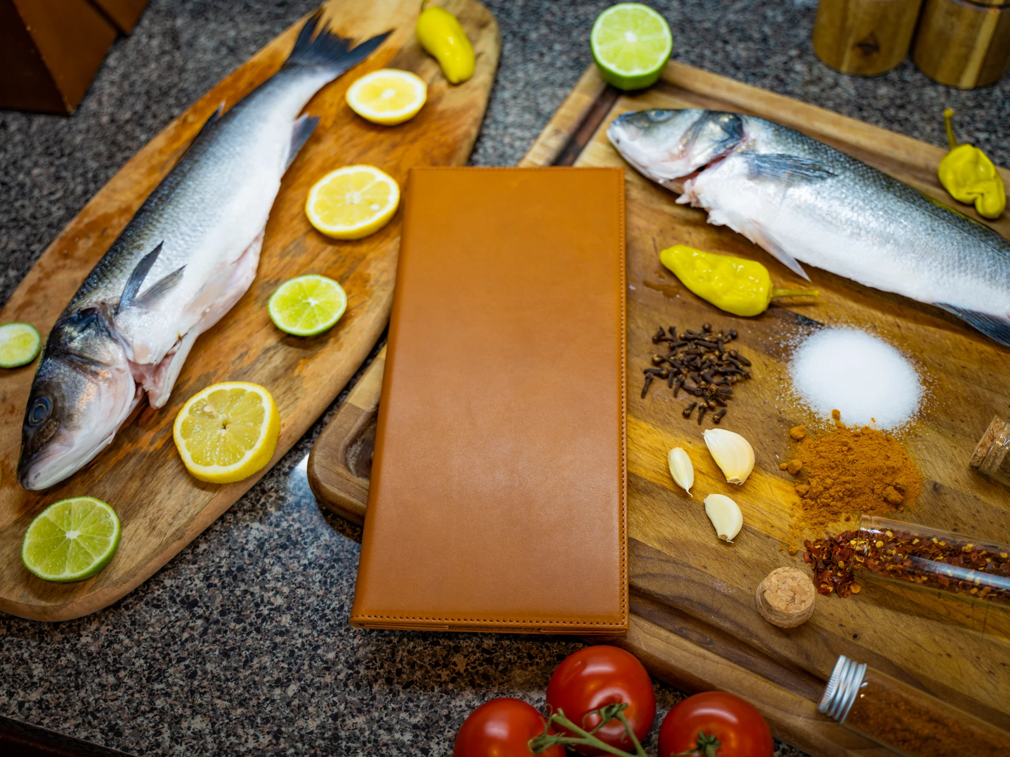 Vintage Leather Bifold Menu - Whiskey